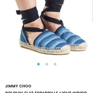 Jimmy Choo Denim Leather Mix Flat Espadrilles
